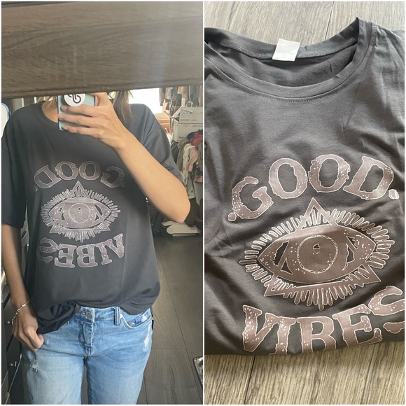 BellanBlue Tops - Good Vibes Evil Eye Graphic loose Fit Tee